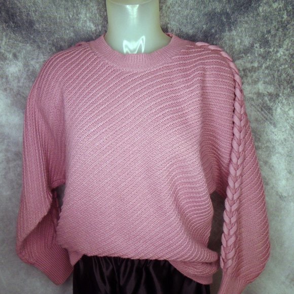 Vera Wang Warm Sweater, Dolman Sleeves, Fun Details, Dusty Pink Mauve Pullover - Picture 4 of 10